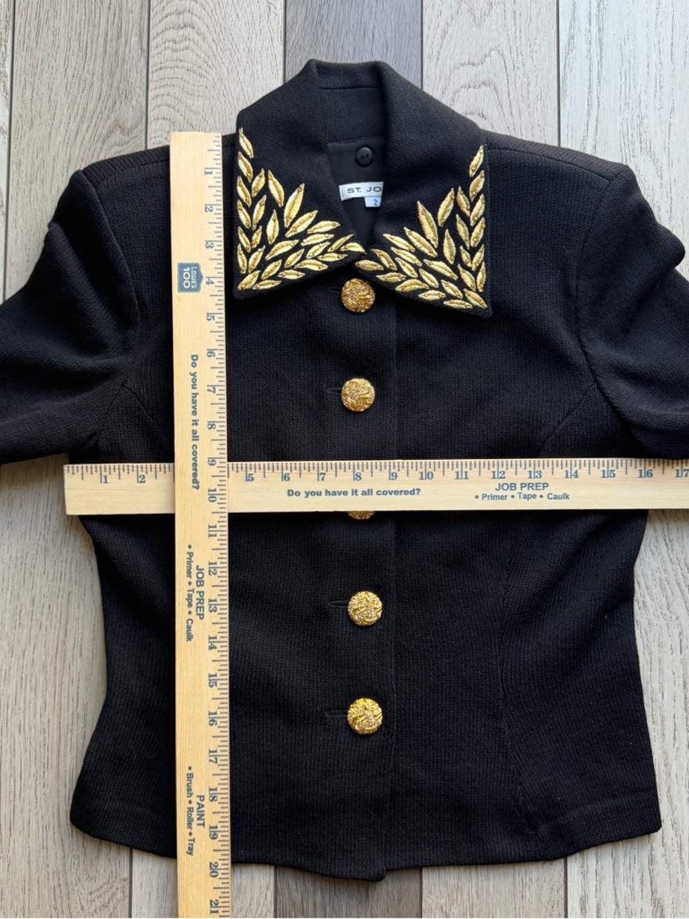 Vintage St. John Evening by Marie Gray black and gold knit blazer size 2 - Picture 5 of 5
